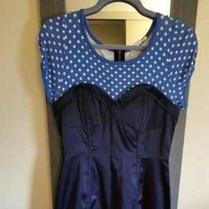 Navy blue, polka dot pinup dress